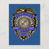 Grammar Police Dept Badge Pencil Eraser Briefkaart (Voorkant)
