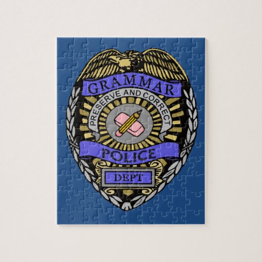 Grammar Police Dept Badge Pencil Eraser Legpuzzel (Verticaal)