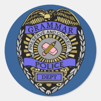 Grammar Police Dept Badge Pencil Eraser Ronde Sticker