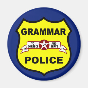 Grammar Police Round Magnet