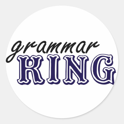 Grammatica King Ronde Sticker (Voorkant)