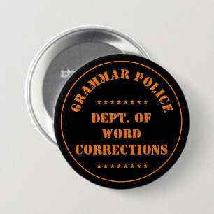 Grammatica Politie Humor Ronde Button 7,6 Cm