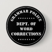 Grammatica Politie Humor Wit Tekst Ronde Button 7,6 Cm (Voorkant)