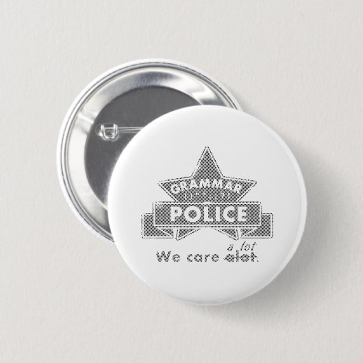 Grammatipolitie Ronde Button 5,7 Cm (Voorkant /achterkant)