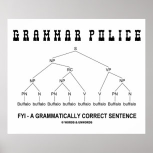 Grammatische politie (Buffalo 8 keer correcte zin) Poster