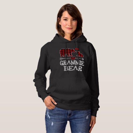 Grammie Beer Kerstmis Pajama Red Pset Buffalo Fa Hoodie (Voorkant volledig)