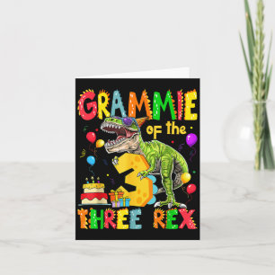 Grammie van de Drie Rex 3e Verjaardag Jongen Dinos Kaart
