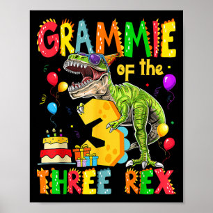 Grammie van de Drie Rex 3e Verjaardag Jongen Dinos Poster