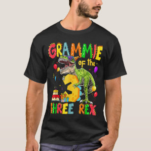 Grammie van de Drie Rex 3e Verjaardag Jongen Dinos T-shirt
