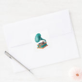 Grammofoon Vierkante Sticker (Envelop)