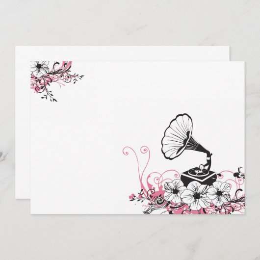 grammofoonuitnodiging kaart (Voorkant / Achterkant)