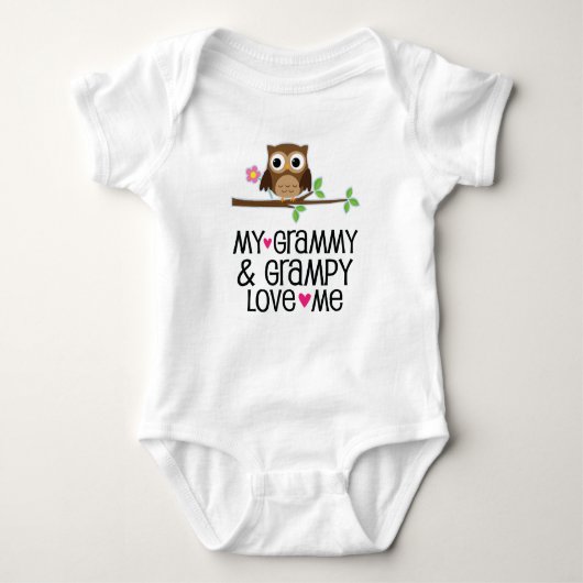 Grammy and Grampy Love Me Owl Romper (Voorkant)