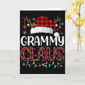 Grammy Claus Christmas Lights Pajama Family Matchi Kaart (Gele Bloem)
