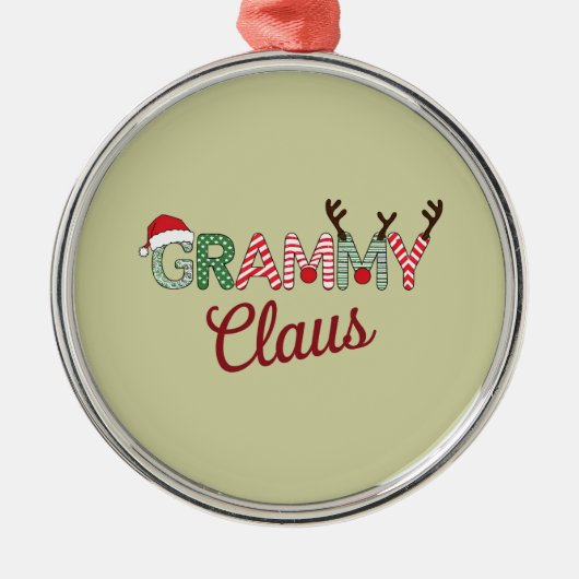 Grammy Claus Kerst Oma Gift Xmas Metalen Ornament (Voorkant)