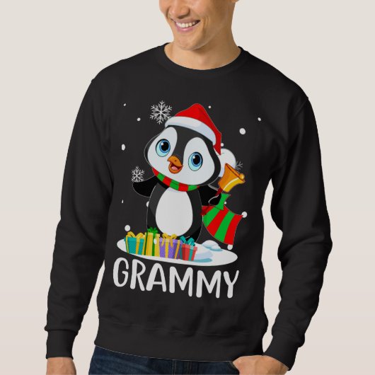 Grammy Penguins Santa Hat Funny kerstmatch Trui (Voorkant)