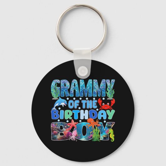 Grammy van de Birthday Boy Aquarium Zee Animals Ma Sleutelhanger (Voorkant)