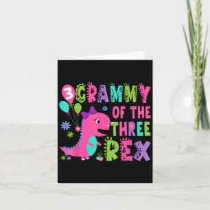 Grammy van de drie Rex Dinosaur T-rex 3de verjaard Kaart