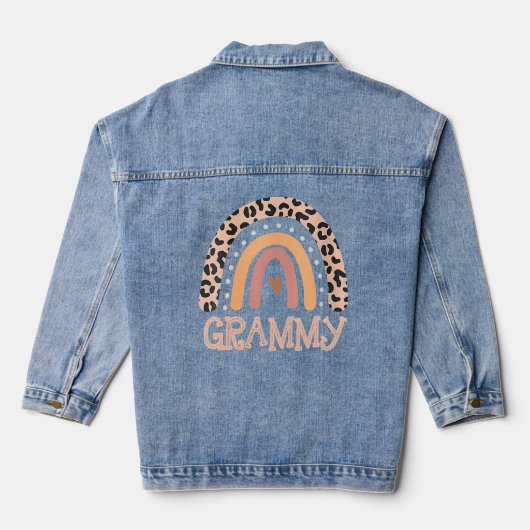 Grammy voor moeder grootmoeder familie regenboogko denim jacket (Achterkant)
