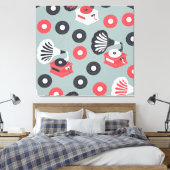 Gramofoon Hand-getekende naadloze kunst Canvas Afdruk (Insitu (Slaapkamer))