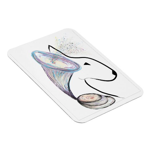 Gramophone Bull Terrier Muziek Surreal huisdier ku Magneet (Rechterzijde)