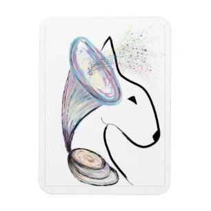 Gramophone Bull Terrier Muziek Surreal huisdier ku Magneet