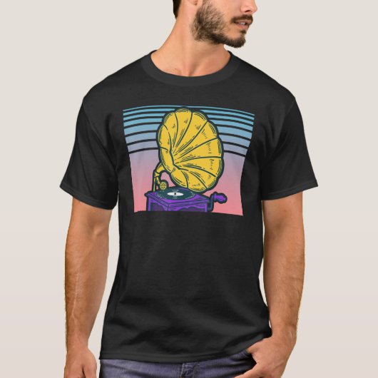 Gramophone Record Player Vaporwave esthetische fon T-shirt (Voorkant)