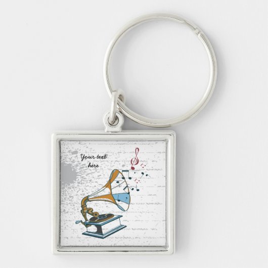 Gramophone retro aangepaste sleutelhanger (Voorkant)
