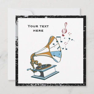 Gramophone retro aangepaste uitnodiging