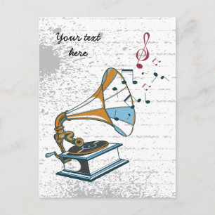 Gramophone retro custom briefkaart