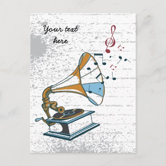 Gramophone retro custom briefkaart (Voorkant)