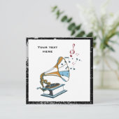 Gramophone rétro invitation personnalisée (Debout devant)