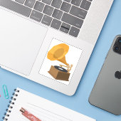 Gramophone Sticker (Laptop met iPhone)