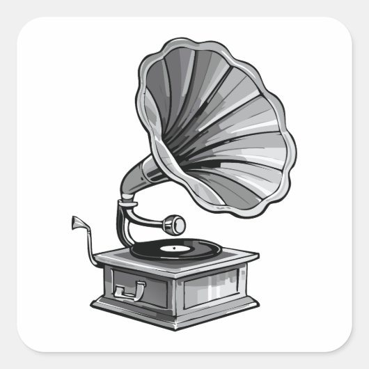 Gramophone Vierkante Sticker (Voorkant)