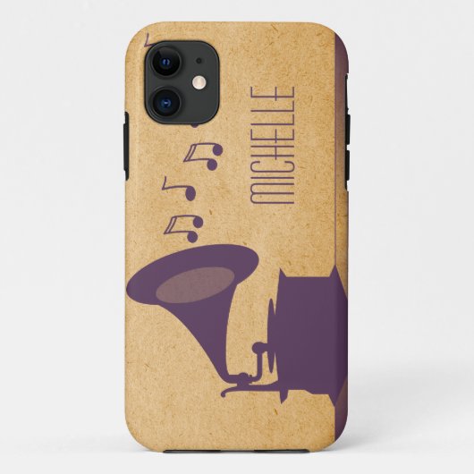 Gramophone Vintage violet BT iPhone 5 Coque (Dos)