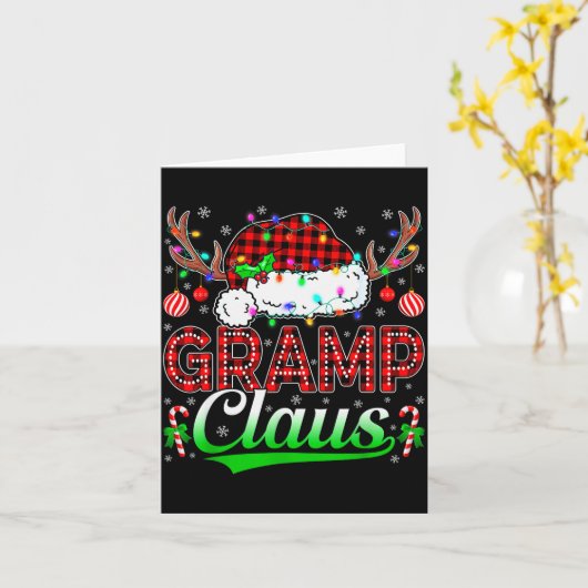 Gramp Claus Christmas Lights Matching Family Xmas Kaart (Gele Bloem)