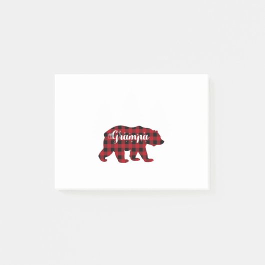 Grampa Bear Buffalo Red Plaid Matching Family Post-it® Notes (Voorkant)
