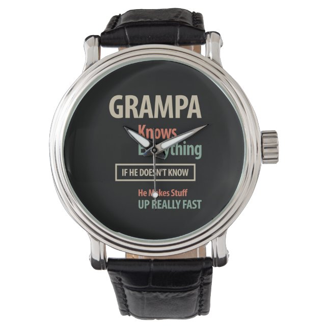 Grampa weet alles | Grootvader Gift Horloge (Voorkant)