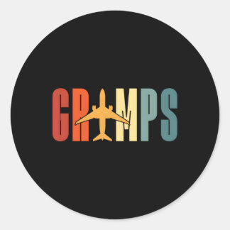 Gramps Grimps Aviator Vliegtuig Vliegtuig Pilot Gr Ronde Sticker