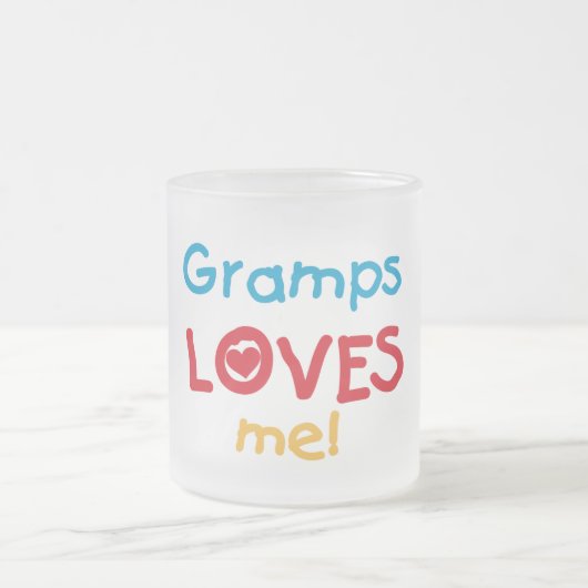 Gramps Loves Me T-shirts en geschenken Matglas Koffiemok (Center)