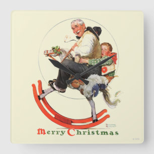 Gramps op Rocking Horse Vierkante Klok