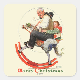 Gramps op Rocking Horse Vierkante Sticker