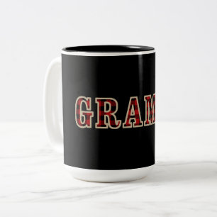 GRAMPS Rustic Rood Zwarte Buffalo Geruite Vierkant Tweekleurige Koffiemok