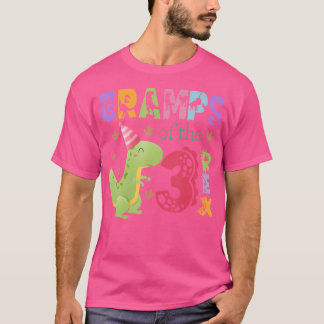 Gramps van de Drie Rex 3e Verjaardag Jongen Dinosa T-shirt