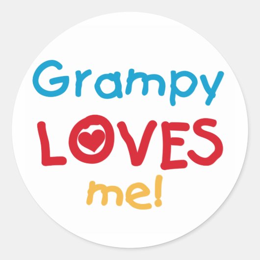 Grampy Loves Me T-shirts en geschenken Ronde Sticker (Voorkant)
