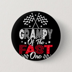 Grampy van de Fast One First Birthday Racing Car F Ronde Button 5,7 Cm