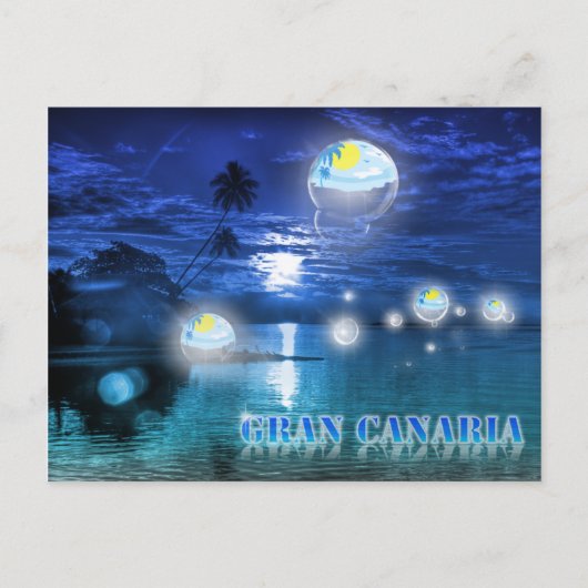 Gran Canaria blauw briefkaart (Voorkant)