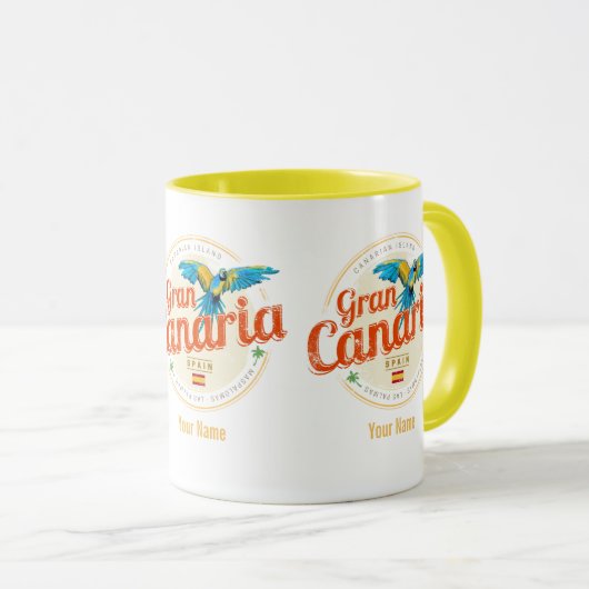 Gran Canaria Parrot Canarische Eilanden Spanje Vin Mok (Voorkant rechts)