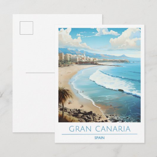 Gran Canaria Spanje Vintage Travel Briefkaart (Voorkant / Achterkant)