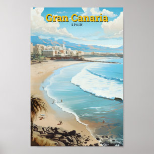 Gran Canaria Spanje Vintage Travel Poster