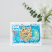 Gran Canarias Spanje Illustrate Map Briefkaart (Staand voorkant)